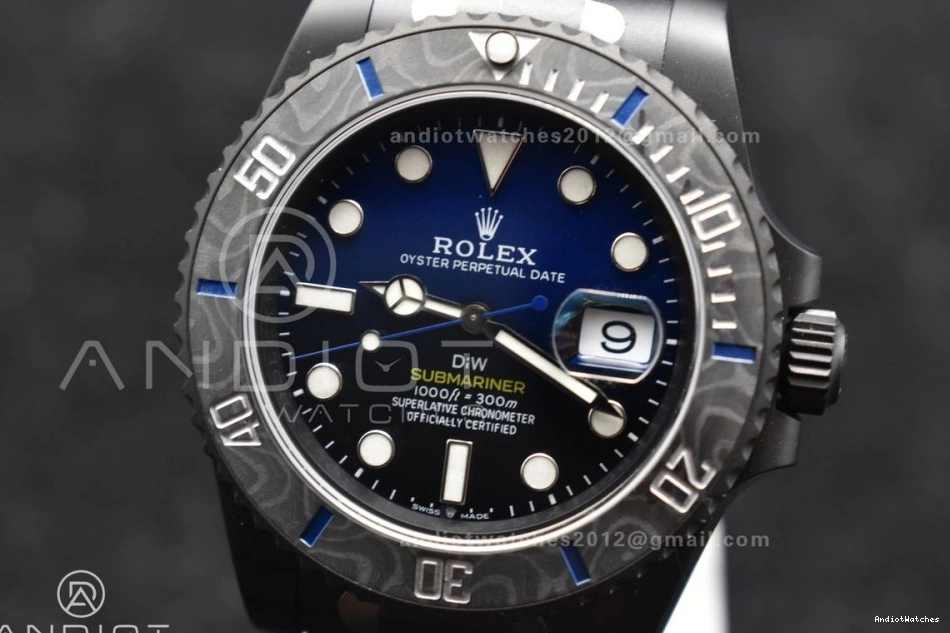 VS Black Bracelet Blue Submariner DIW DLC DLC Dial on 1157 Lightweight Best Edition 1:1 Sandblasted VSF 1219